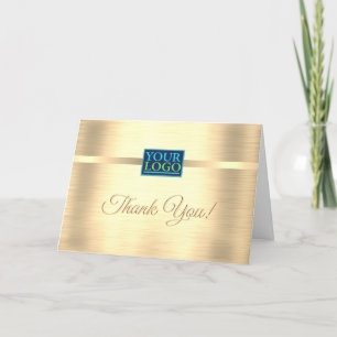Cartão De Agradecimento Seu Logotipo, Nome da Empresa, Mensagem, Dourado C