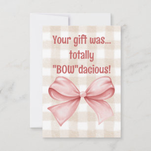 Cartão De Agradecimento Seu presente foi totalmente um laço gingham "Bow"d
