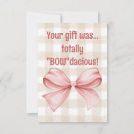 Cartão De Agradecimento Seu presente foi totalmente um laço xadrez "Bow"da