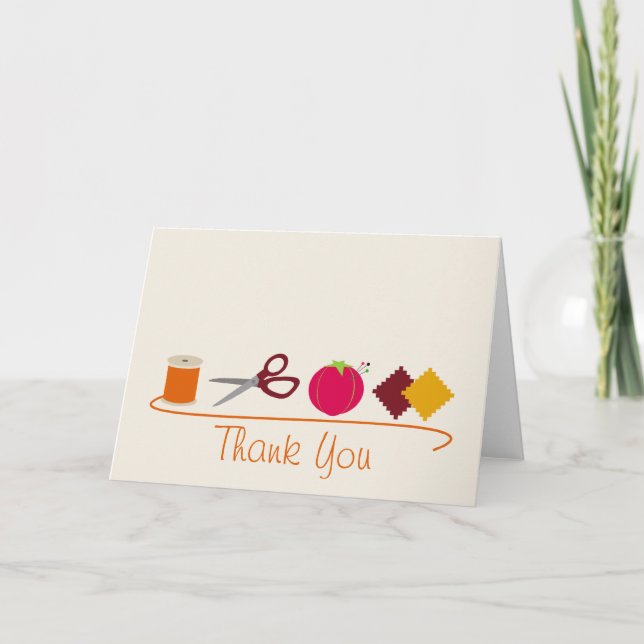 Cartão De Agradecimento Sewing Thank You Card (Frente)