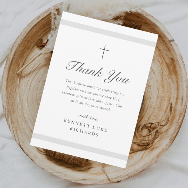 Cartão De Agradecimento Sexo Moderno Batismo Neutro (Modern gender neutral religious baptism thank you card.)