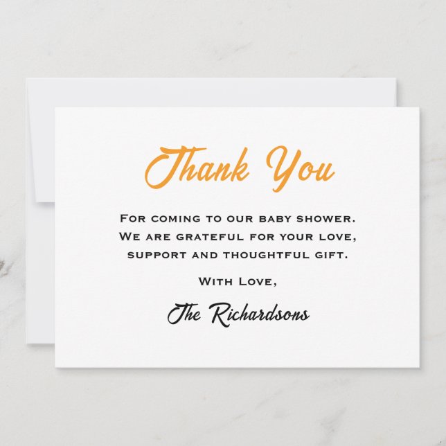 Cartão De Agradecimento Sexo Neutro Um Pequeno Chá de fraldas De Citros (Frente)