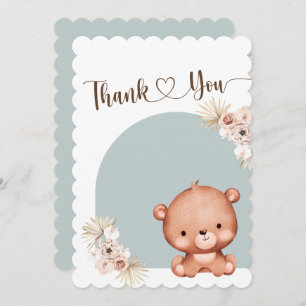 Cartão De Agradecimento Sexo Urso Cóctil Neutro Chá de fraldas Azul Dusty