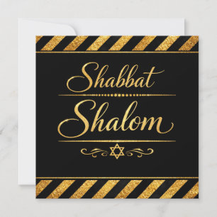 Cartão De Agradecimento Shabbat Shalom Judaica Judaísmo Ouro Luxo Preto