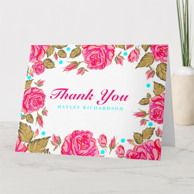 Cartão De Agradecimento Shabby Chic Flower Thank You Card (Frente)