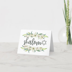 Cartão De Agradecimento Shalom (com lírios e estrela de David)