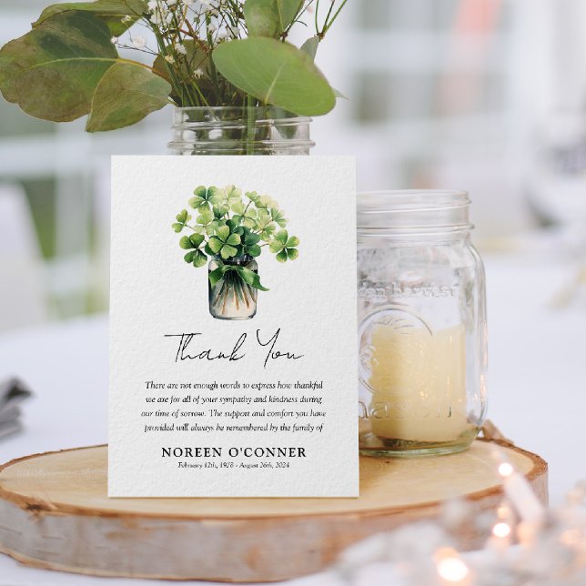 Cartão De Agradecimento Shamrock Clover Buquê Sympathy (Criador carregado)