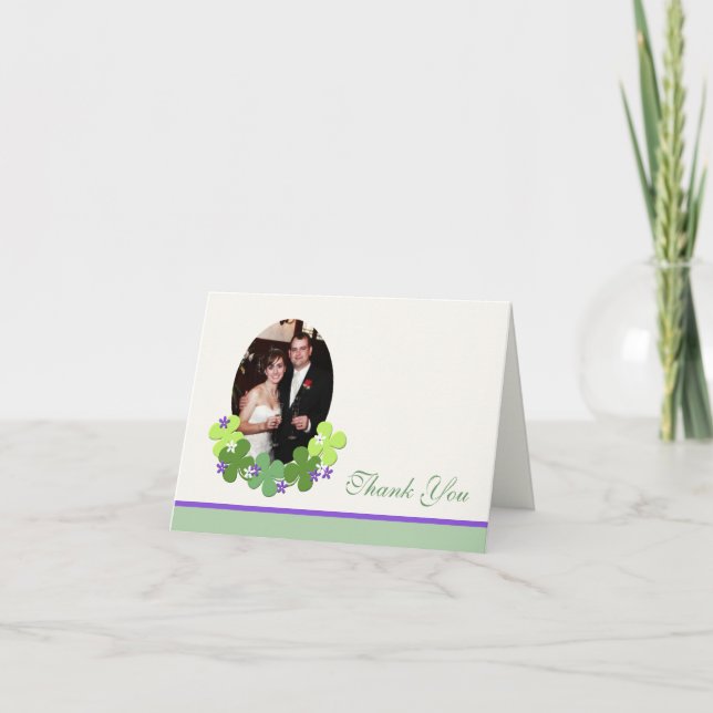 Cartão De Agradecimento Shamrock Wedding Photo Custom Thank You Card (Frente)
