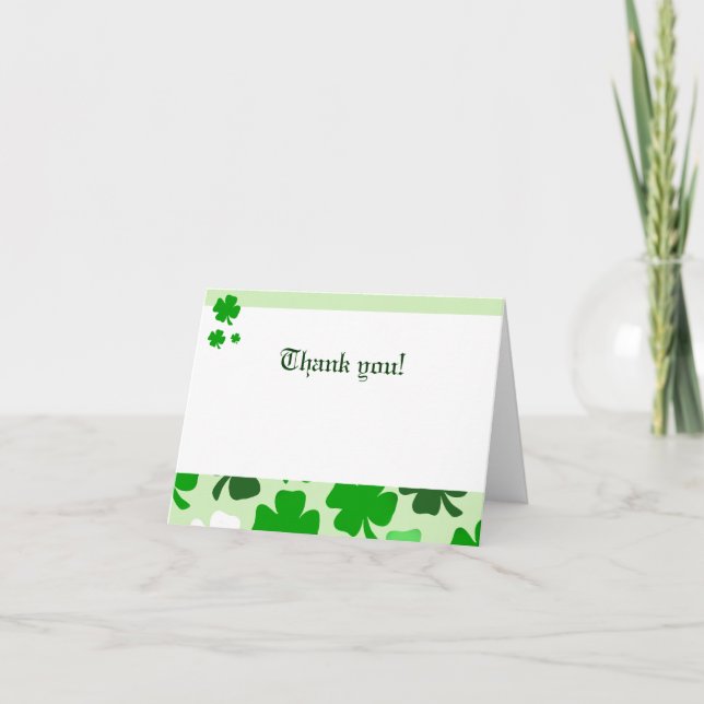 Cartão De Agradecimento Shamrocks Green Irish Folded Thank you notes (Frente)