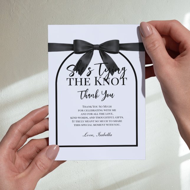 Cartão De Agradecimento She’s Tying the Knot Black Palette Bow (She’s Tying the Knot Black Palette Bow Thank You Card
)