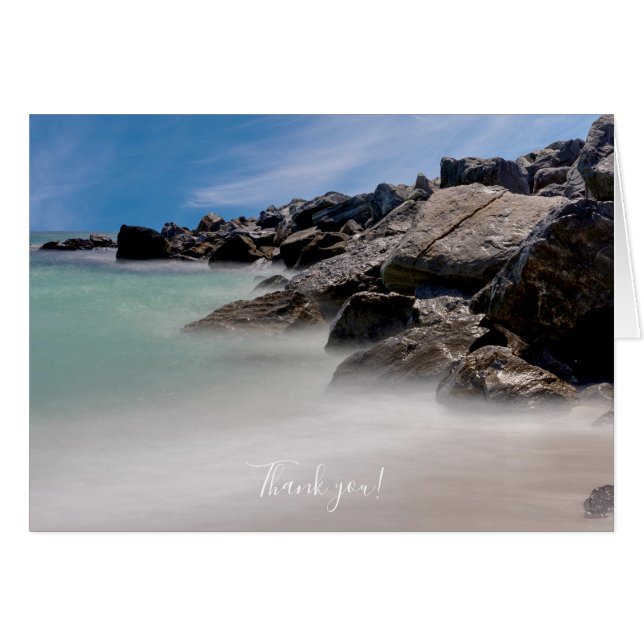 Cartão de agradecimento Shell Island Rocks And Wav (Frente horizontal)