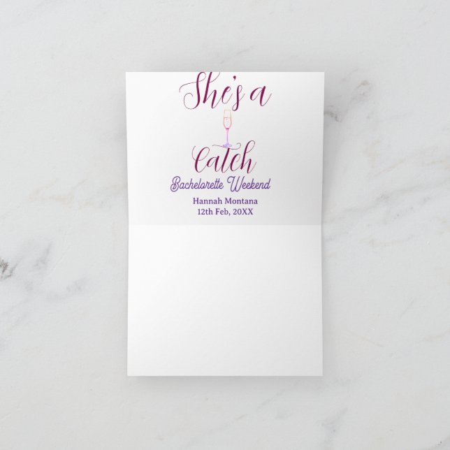 Cartão De Agradecimento She's a catch champagne bottle bachelorette weeken (Interior)