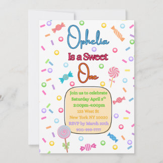 Cartão De Agradecimento She's a Sweet One First Birthday Party Invitation