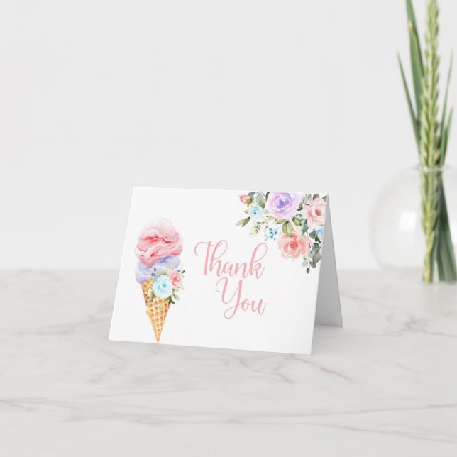 Cartão De Agradecimento She's Been Scooped Up Ice Cream Thank You Card (Frente)