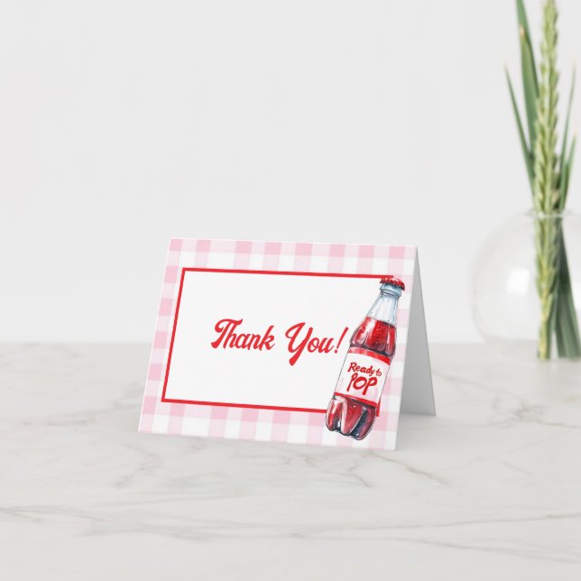 Cartão De Agradecimento She's Ready to Pop Baby Shower Soda Thank You Card (Frente)