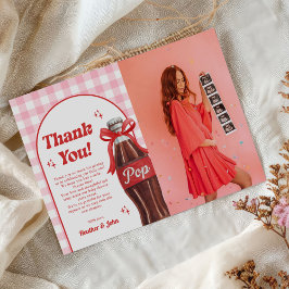 Cartão De Agradecimento She's Ready to Pop Soda Baby Shower Photo