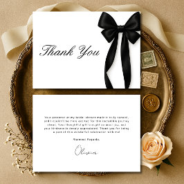 Cartão De Agradecimento She's Tying the Knot Black Bow Bridal Shower