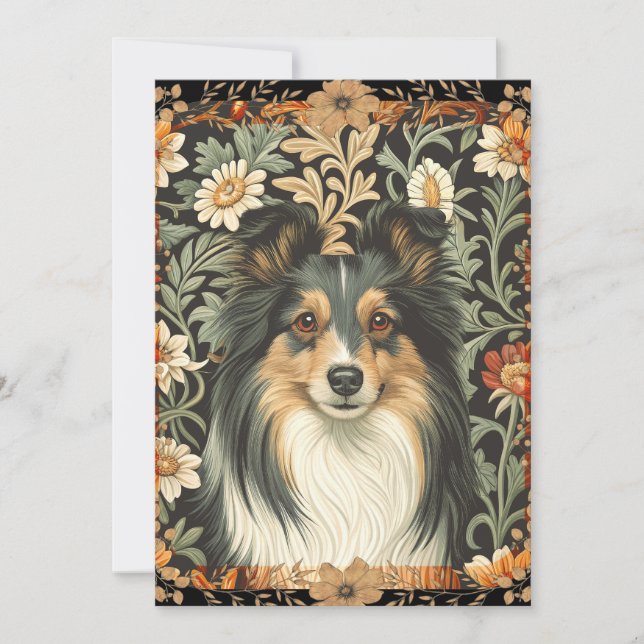 Cartão De Agradecimento Shetland Sheepdog Sheltie Garden Tapestry Invites (Frente)