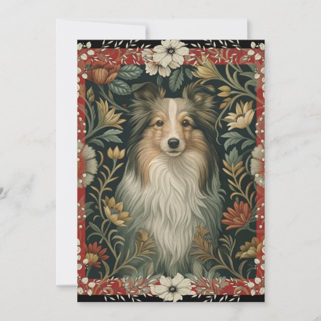 Cartão De Agradecimento Shetland Sheepdog Sheltie Garden Tapestry Invites (Frente)