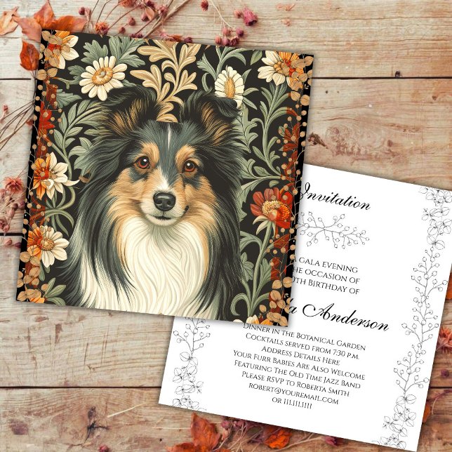 Cartão De Agradecimento Shetland Sheepdog Sheltie Garden Tapestry Invites (Criador carregado)