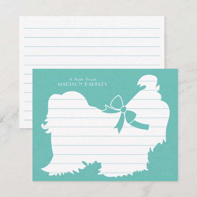 Cartão De Agradecimento Shih-Tzu Cachorro Puppy Cabelo Longo (Frente/Verso)