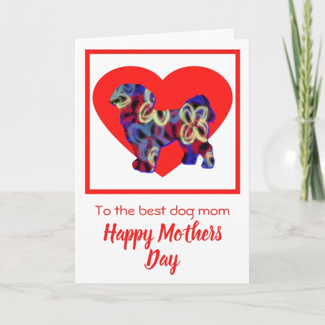 Cartão De Agradecimento Shih Tzu Silhouette Dog Red Heart Card (Frente)