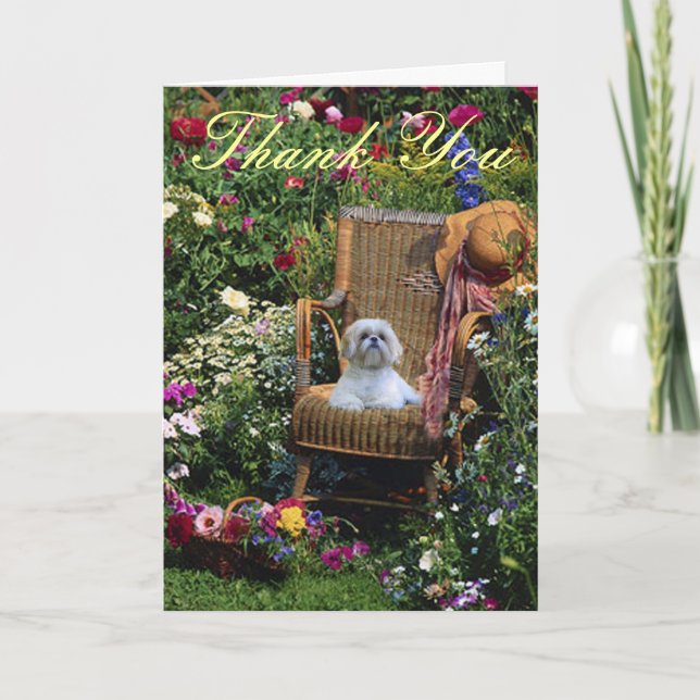 Cartão De Agradecimento Shih Tzu Thank You Card Garden (Frente)