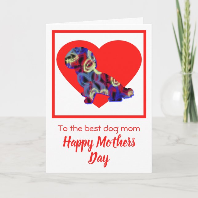 Cartão De Agradecimento Shihpoo Silhouette Dog Red Heart Day Card (Frente)