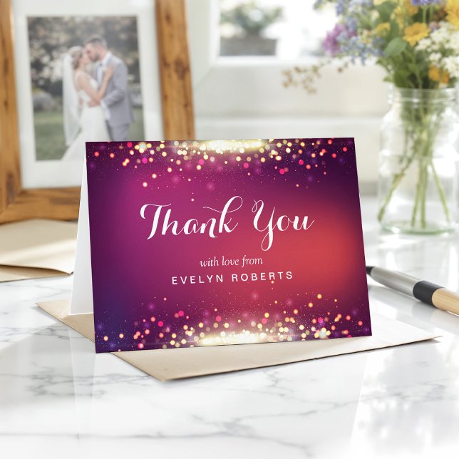 Cartão De Agradecimento Shimmer Gold Glitter Sparkle Dots Thank You Card (Criador carregado)