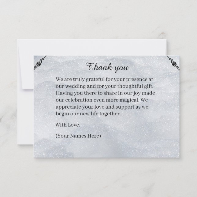 Cartão De Agradecimento Shimmering Filigree Silver Flat Thank You Card (Frente)