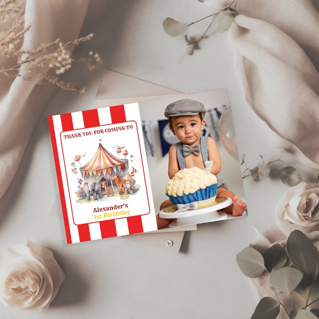 Cartão De Agradecimento Show do Circo Carnaval & Animais de Aniversário (Criador carregado)