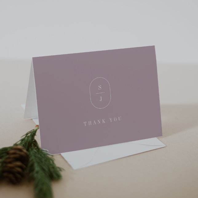 Cartão De Agradecimento SHYLAH Dobrou Mauve Lilac Casamento Moderno Simple (SHYLAH Folded Mauve Lilac Simple Modern Wedding Thank You Card)