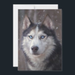 Cartão De Agradecimento Siberian Husky Winter<br><div class="desc">Esta pintura digital representa um Husky Siberiano sobre a neve,  seu pelo brilhando com realces gelados enquanto a paisagem de inverno se estende infinitamente atrás dela. Os olhos expressivos do cão chamam a atenção do espectador.</div>