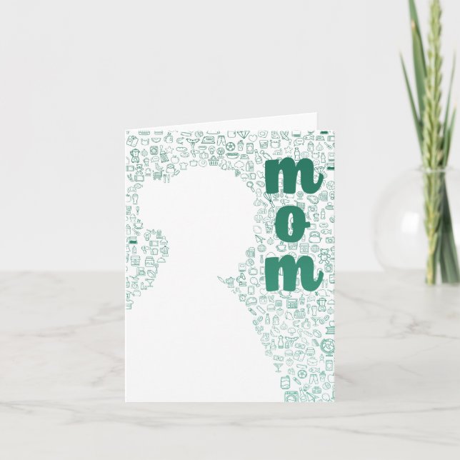 Cartão De Agradecimento Silhueta branca de uma mãe (Frente)