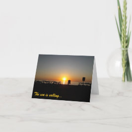 Cartão De Agradecimento Silhueta do Pôr do Sol de Verão Costeiro