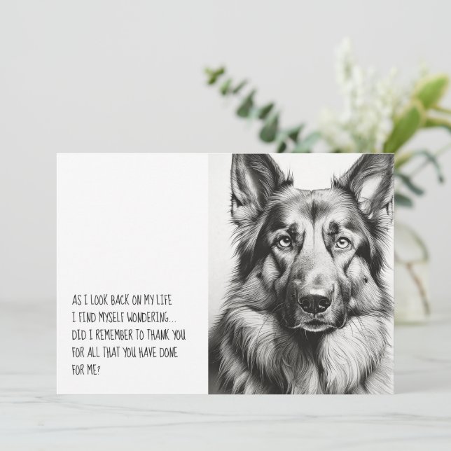 Cartão De Agradecimento Silhueta Preta german shepherd (Em pé/Frente)