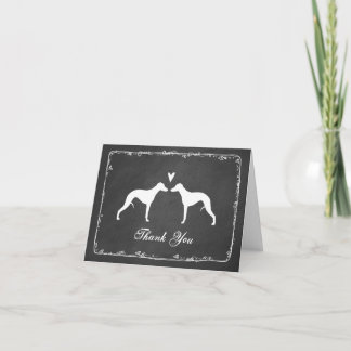 Cartão De Agradecimento Silhuetas de Whippet que Wedding o obrigado você