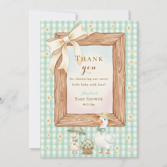 Cartão De Agradecimento Silly Goose Baby Shower Thank You Card (Frente)