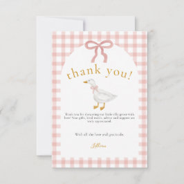 Cartão De Agradecimento Silly Goose Blush Pink Gingham Baby Shower