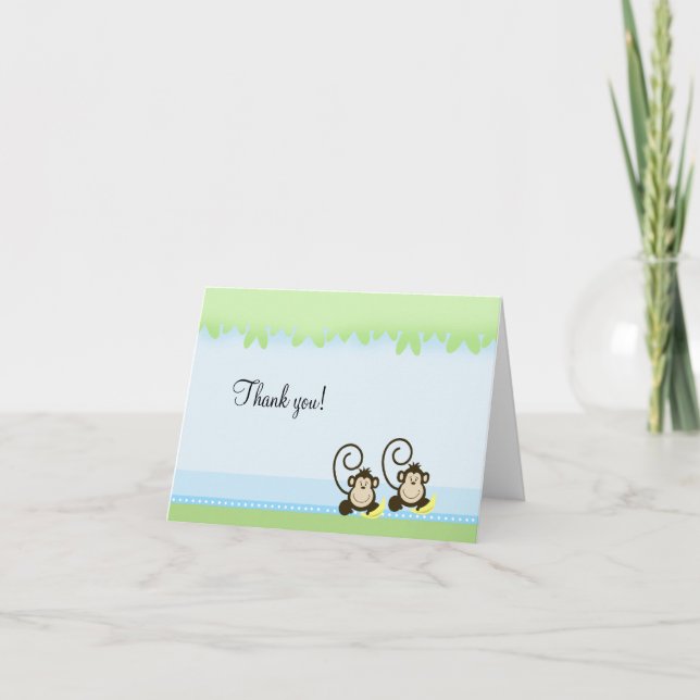 Cartão De Agradecimento Silly Monkeys Twins Folded Thank you notes (Frente)