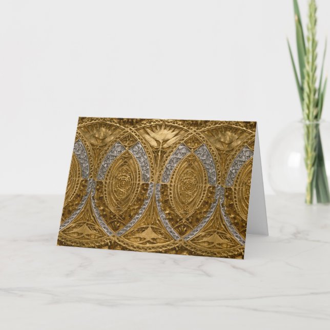 Cartão De Agradecimento Silver And Gold Art Deco Pattern (Frente)