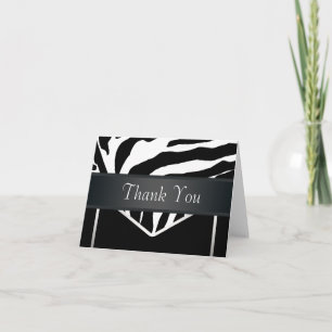 Cartão De Agradecimento Silver Black Elegant Zebra Thank You Card