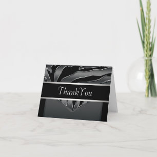 Cartão De Agradecimento Silver Black Elegant Zebra Thank You Card
