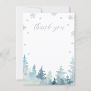Cartão de Agradecimento Silver & Blue Winter Wonde