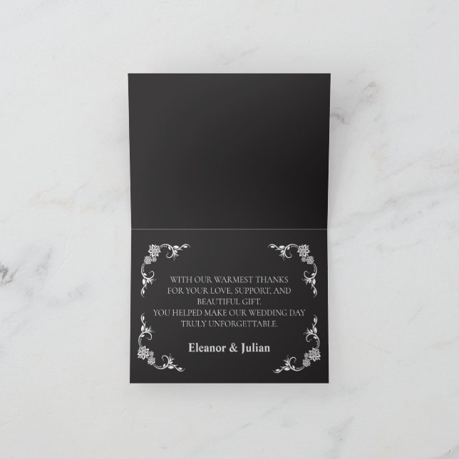 Cartão De Agradecimento Silver Elegance Collection Wedding Folded  (Interior)