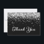 Cartão De Agradecimento Silver Glitter Black 50th Birthday<br><div class="desc">Crie o seu cartões de agradecimentos de aniversário de 50 anos. Cinzas cintilantes,  prateadas e brilhantes brancas contra fundo preto de cor sólida. Toda a textura brilhante,  faísca,  metálica e brilhante é uma imagem gráfica digital.</div>