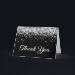 Cartão De Agradecimento Silver Glitter Black 50th Birthday<br><div class="desc">Crie seu próprio obrigado de aniversário estilo moderno,  50º aniversário que você recebe cartão para ela. cinzas bobas cintilantes,  cintilante prateado e branco contra um fundo preto de cor sólida. Toda a textura brilhante,  faísca,  metálica e brilhante é uma imagem gráfica digital.</div>