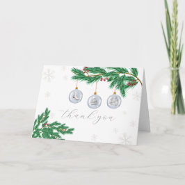 Cartão De Agradecimento Silver Modern Winter Clothes Ornaments Baby Shower