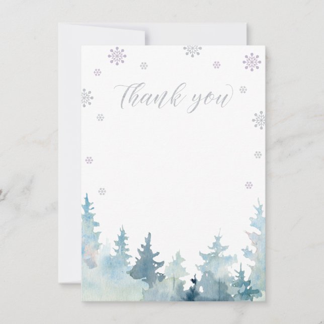 Cartão de Agradecimento Silver & Purple Winter Won (Frente)