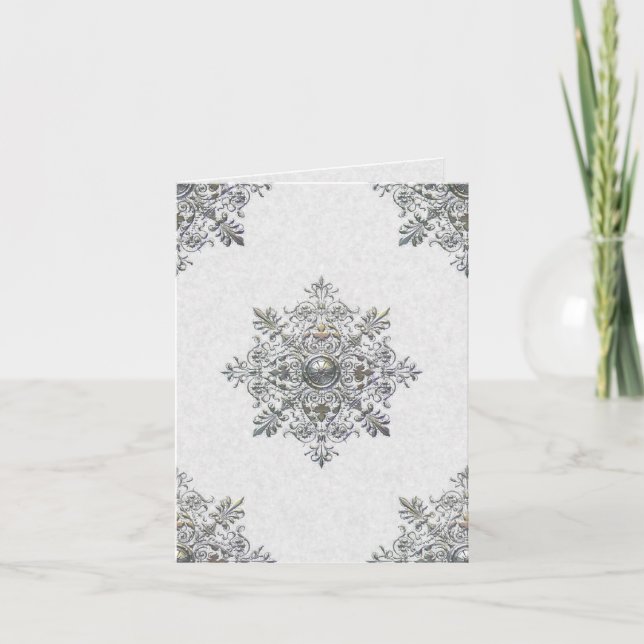 Cartão De Agradecimento Silver Snowflake Thank You Note (Frente)